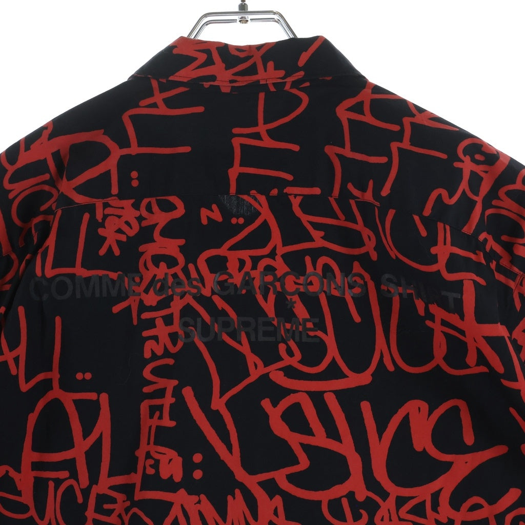 SUPREME(シュプリーム) 18AW ×COMME DES GARCONS SHIRT Graphic S/S Shirt グラフィックシャツ ジップアップ 半袖シャツ ブラック