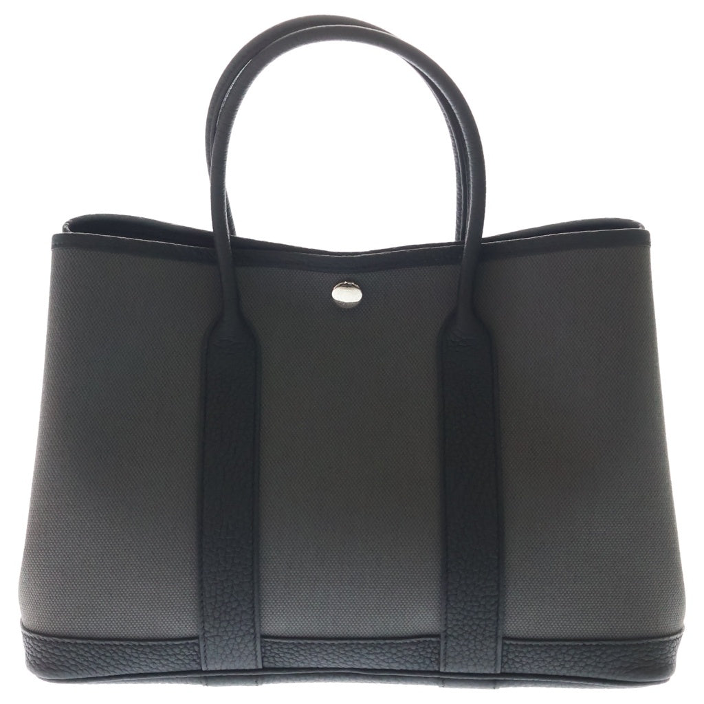 HERMES(エルメス) ガーデンパーティTPM レザー ハンド トートバッグ シルバー金具 G刻印 ブラック/グレー - レディース