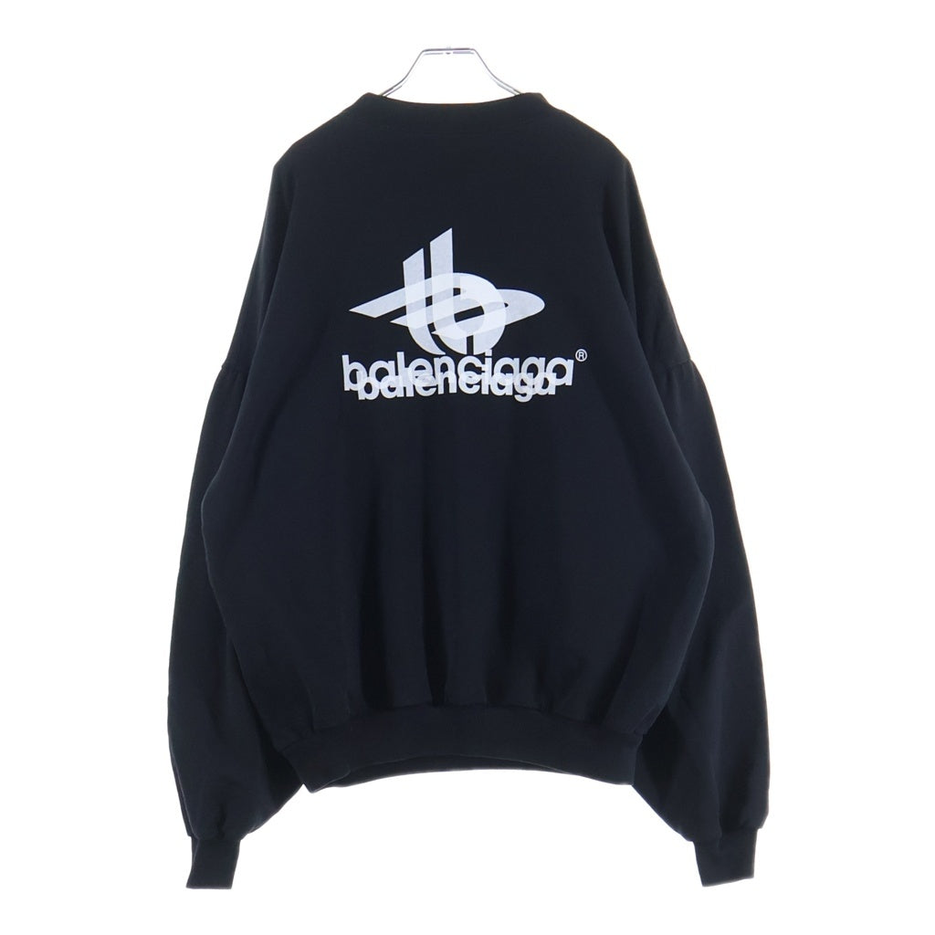 BALENCIAGA(バレンシアガ) 24SS LAYERED SPORTS ROUND レイヤード スポーツ ラウンドプリント クルーネック スウェットトレーナー ブラック 767860 TPVF3