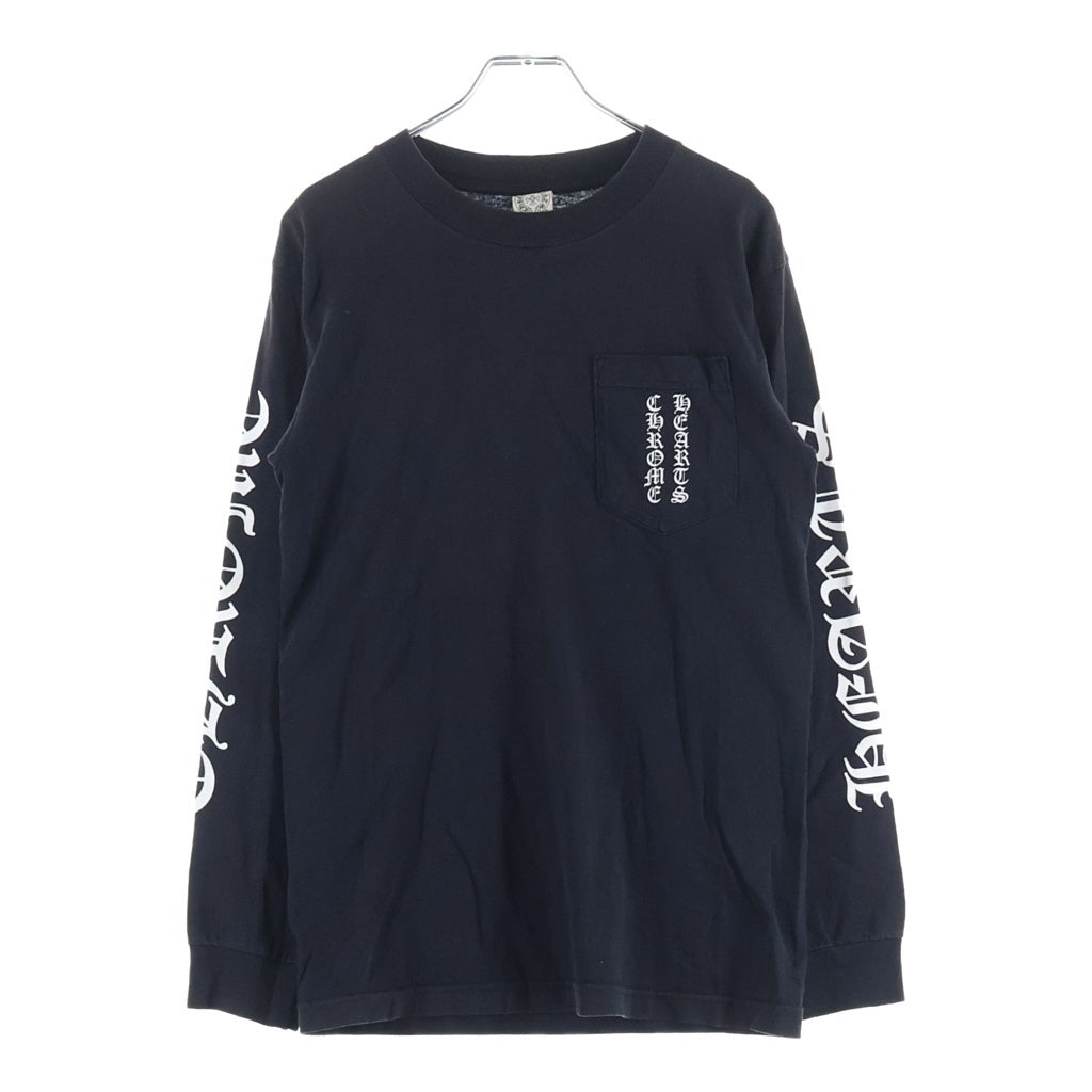 CHROME HEARTS(クロムハーツ) OLD CH L S 1 スクロールラベルプリント ロングスリーブTシャツ クルーネック長袖Tシャツ カットソー ブラック