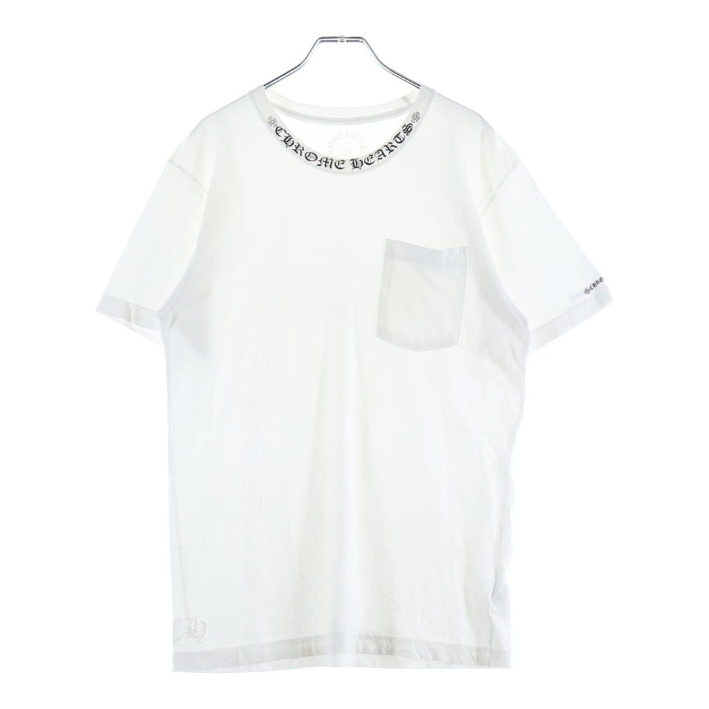 CHROME HEARTS(クロムハーツ) NECK LOGO ネックロゴ ポケット クルーネック半袖Tシャツカットソー ホワイト