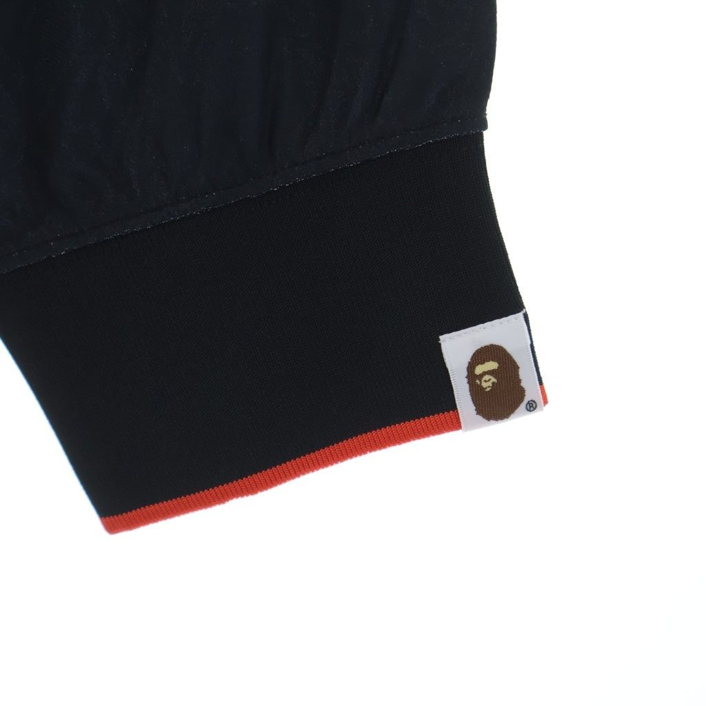 A BATHING APE(アベイシングエイプ) FLAME MONOGRAM JACQUARD LOGO RELAXED FIT FOOTBALL JERSEY フットボール長袖ジャージ 001LTM301310M レッド/ブラック