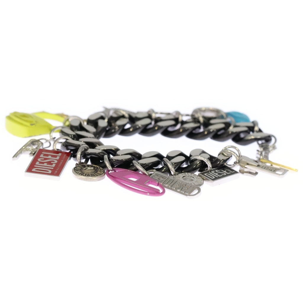 DIESEL(ディーゼル) Logo Charm Link Bracelet ロゴチャーム チェーンブレスレット DX1524 マルチカラー