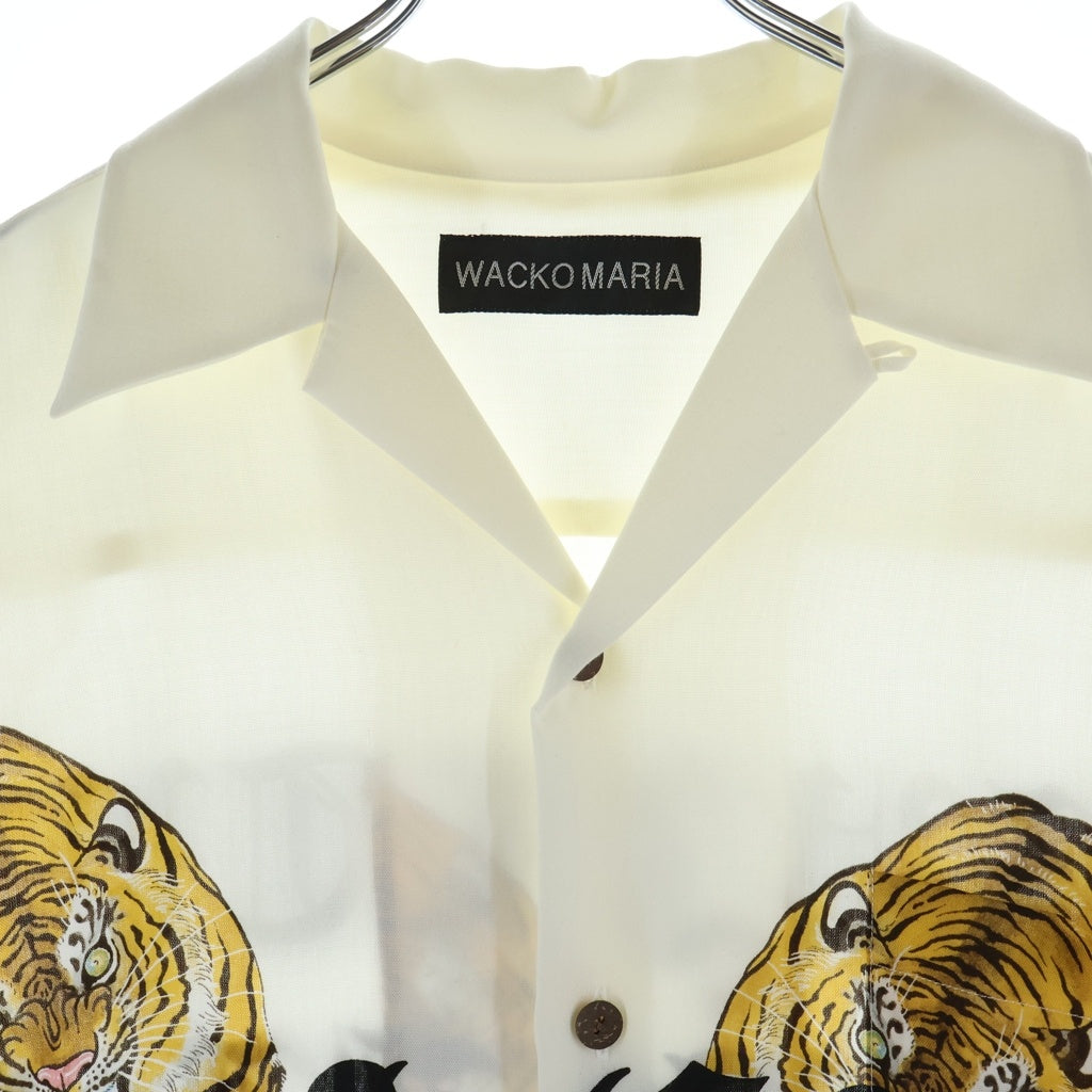 WACKO MARIA(ワコマリア) ×TIM LEHI aloha shirt ティムリーハイ アロハ 虎グラフィック半袖シャツ ホワイト ‐