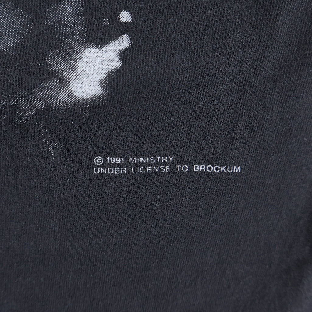 VINTAGE(ヴィンテージ) 90s MINISTRY ミニストリー 袖シングル 袖ダブル クルーネックTシャツ ブラック -