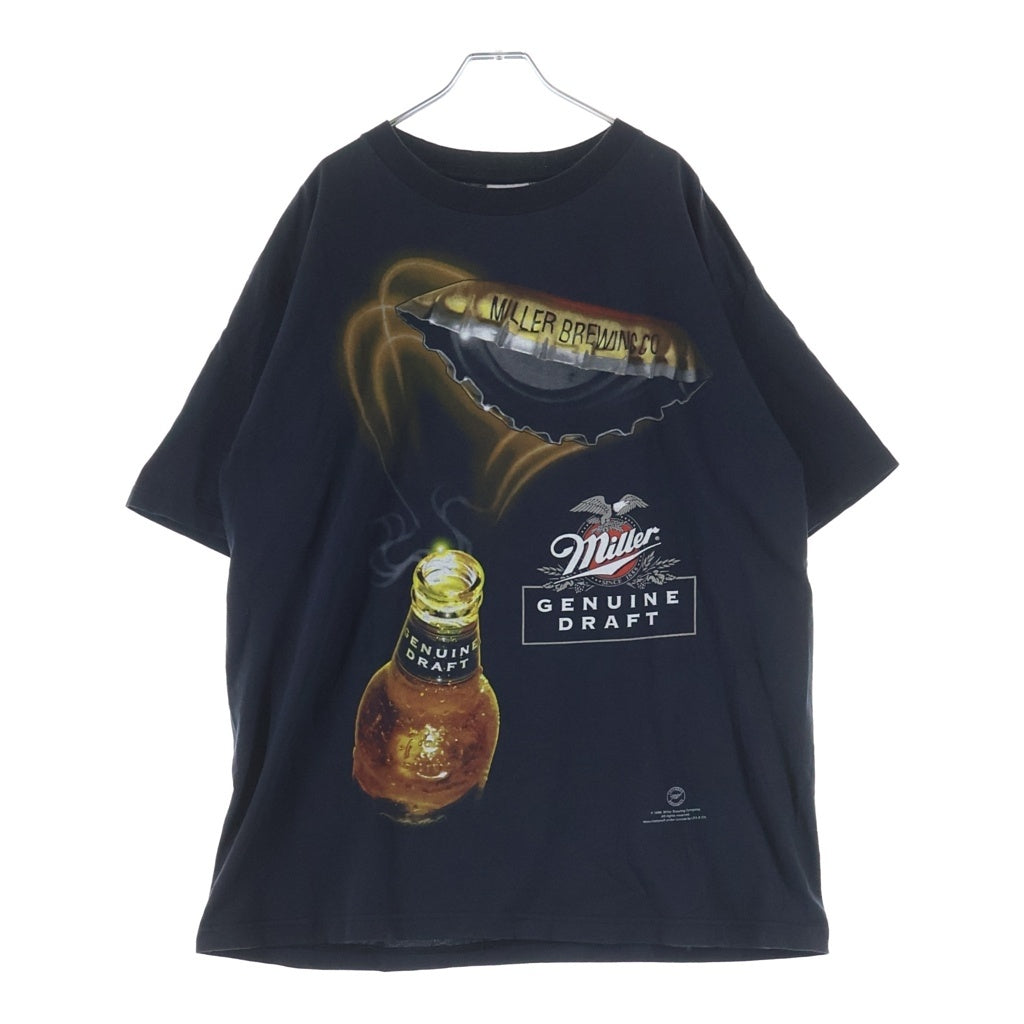 VINTAGE(ヴィンテージ) 90s MILLER BEER ビール 企業 クルーネックTシャツ ブラック -