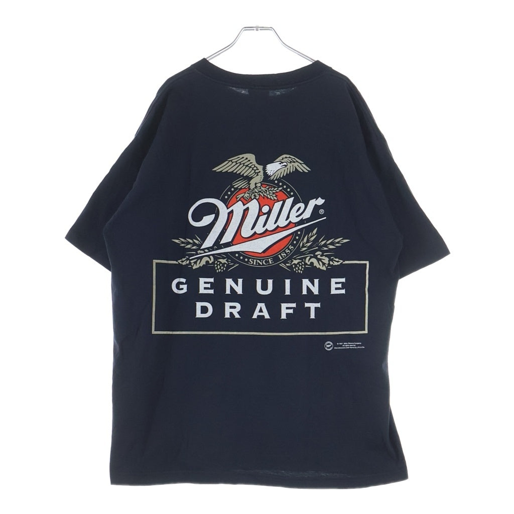 VINTAGE(ヴィンテージ) 90s MILLER BEER ビール 企業 クルーネックTシャツ ブラック -
