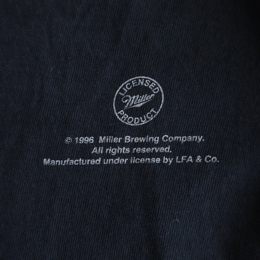 VINTAGE(ヴィンテージ) 90s MILLER BEER ビール 企業 クルーネックTシャツ ブラック -