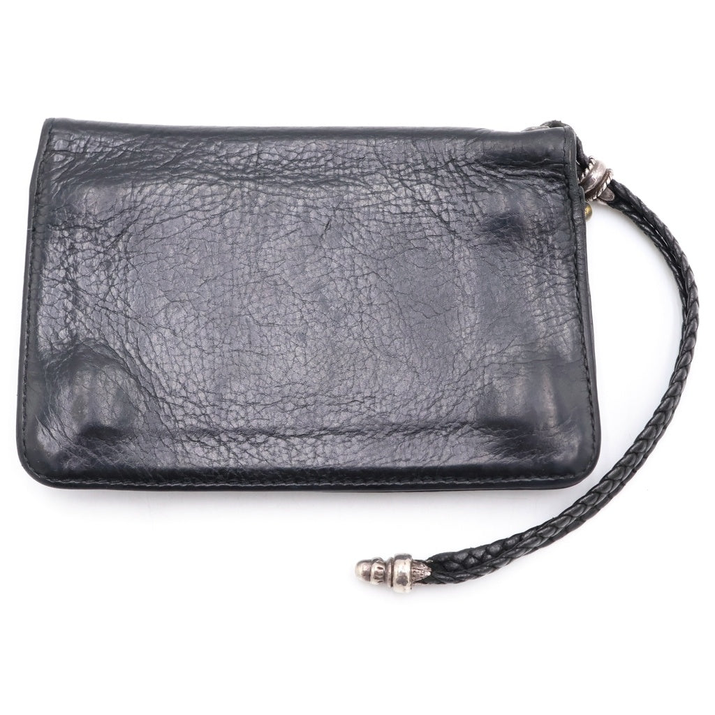 CHROME HEARTS(クロムハーツ) 2ZIP STRAP 2ジップストラップ ストラップ付クロスボールボタン レザーウォレット 財布 ブラック
