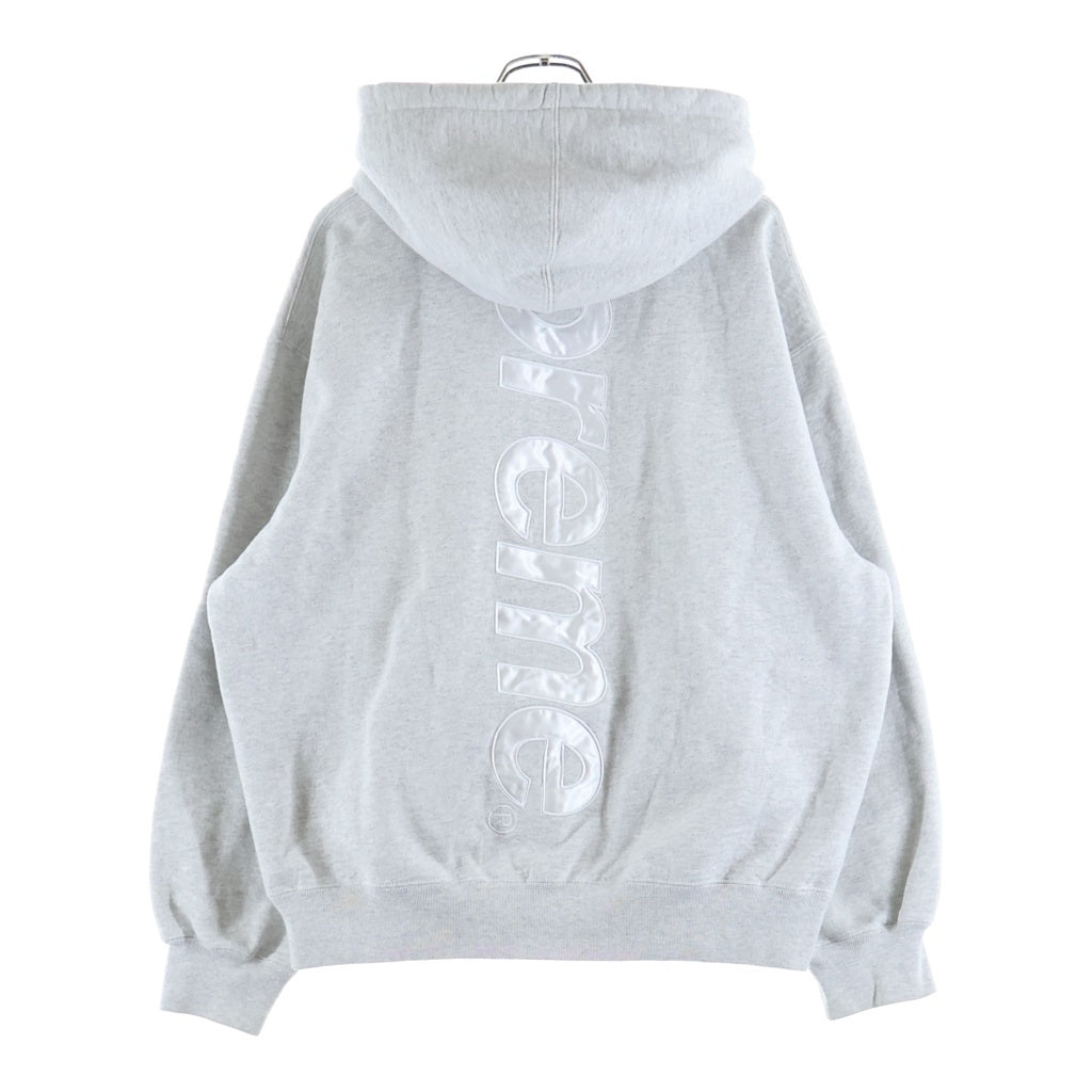 SUPREME(シュプリーム) 23AW Satin Applique Hooded Sweat Shirt サテン アップリケ スウェットプルオーバーパーカー グレー ‐