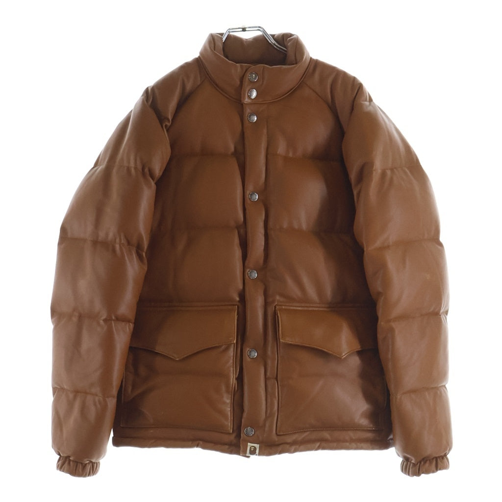 A BATHING APE(アベイシングエイプ) LEATHER DOWN JACKET 復刻 シープスキン レザー 001HJE801001X ダウンジャケット