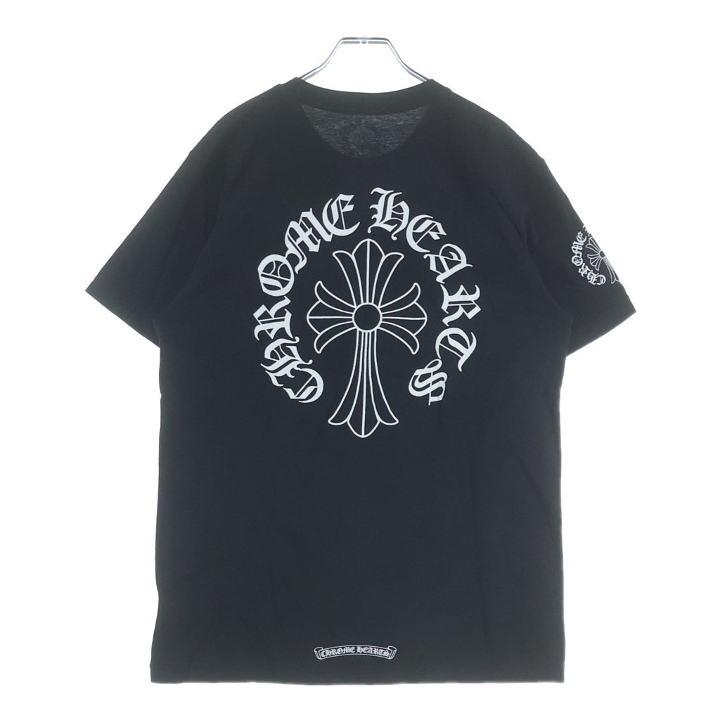 CHROME HEARTS(クロムハーツ) Back Cross Neck Logo Tee バッククロスネックロゴ ポケット付き クルーネック半袖Tシャツカットソー ブラック
