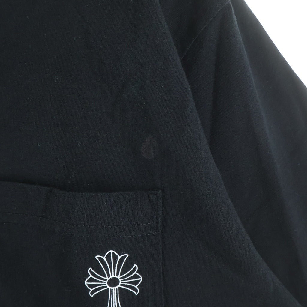CHROME HEARTS(クロムハーツ) Back Cross Neck Logo Tee バッククロスネックロゴ ポケット付き クルーネック半袖Tシャツカットソー ブラック