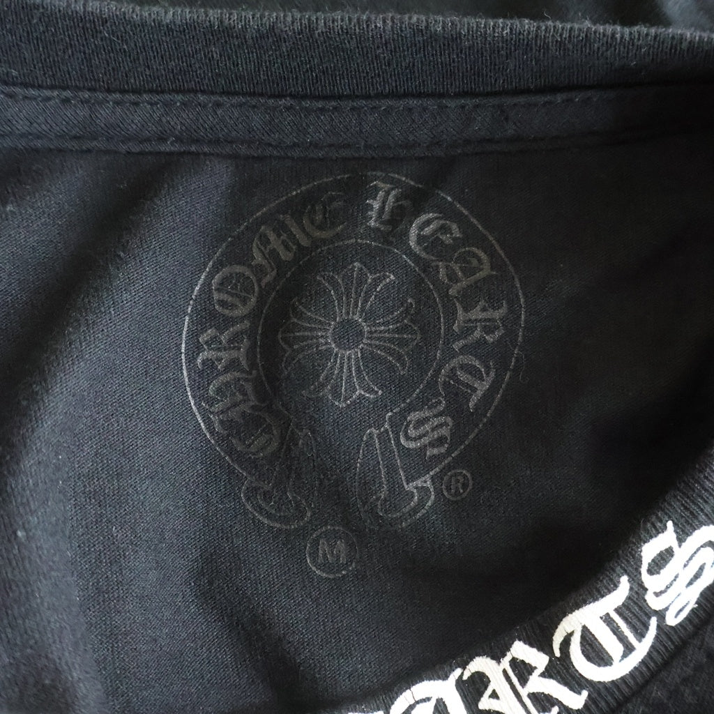 CHROME HEARTS(クロムハーツ) Back Cross Neck Logo Tee バッククロスネックロゴ ポケット付き クルーネック半袖Tシャツカットソー ブラック