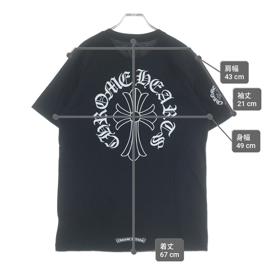 CHROME HEARTS(クロムハーツ) Back Cross Neck Logo Tee バッククロスネックロゴ ポケット付き クルーネック半袖Tシャツカットソー ブラック