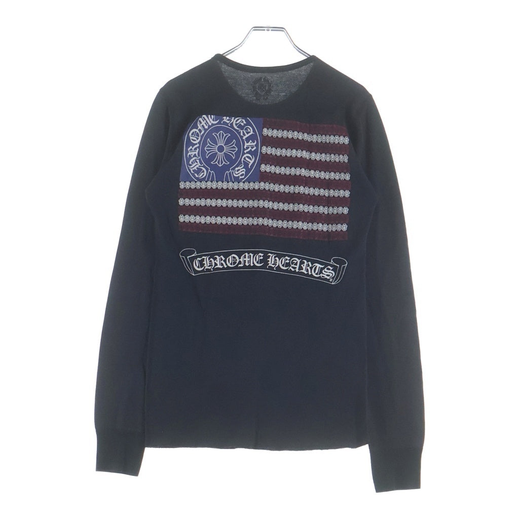 CHROME HEARTS(クロムハーツ) OLD Thermal L S オールド アメリカンフラッグ 星条旗 ダガーホースシュープリント サーマル長袖カットソー ブラック