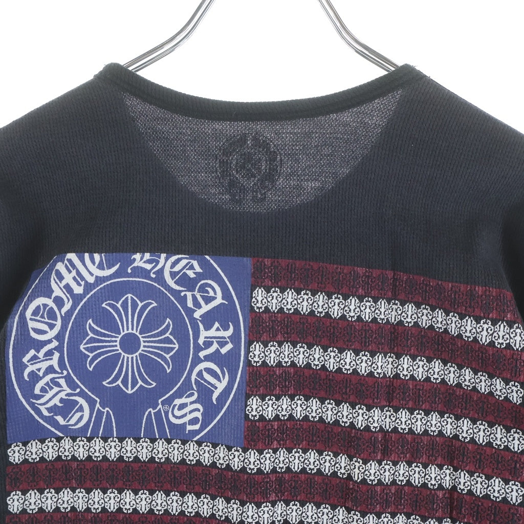 CHROME HEARTS(クロムハーツ) OLD Thermal L S オールド アメリカンフラッグ 星条旗 ダガーホースシュープリント サーマル長袖カットソー ブラック