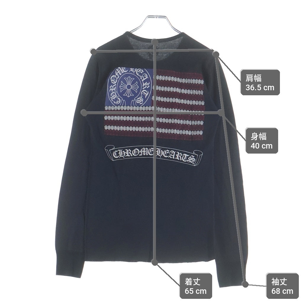 CHROME HEARTS(クロムハーツ) OLD Thermal L S オールド アメリカンフラッグ 星条旗 ダガーホースシュープリント サーマル長袖カットソー ブラック