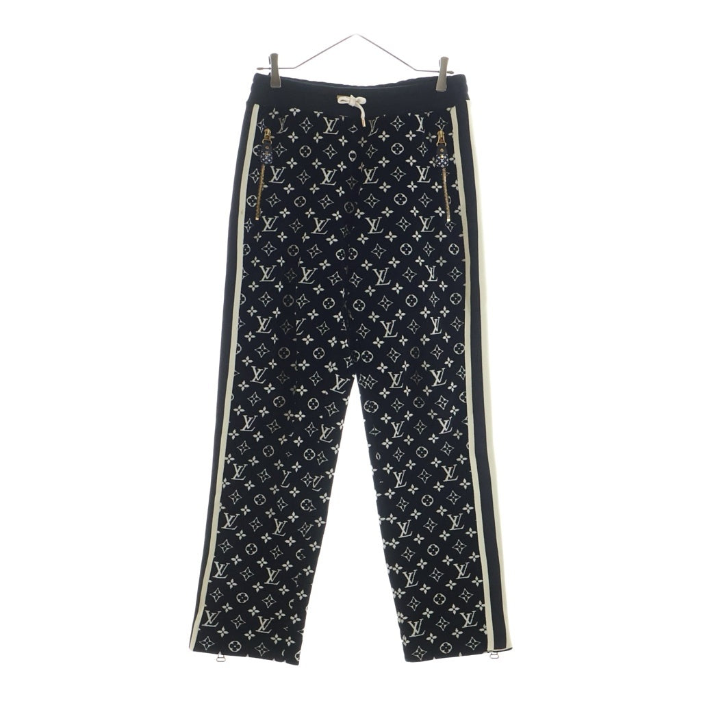 LOUIS VUITTON(ルイヴィトン) モノグラム サイドライン ジップ ベロア スウェットパンツ ブラック RW231W RC3 FOJX09