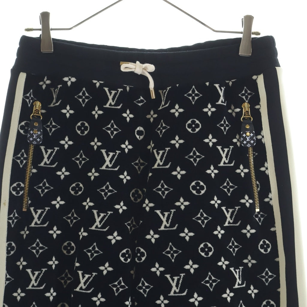 LOUIS VUITTON(ルイヴィトン) モノグラム サイドライン ジップ ベロア スウェットパンツ ブラック RW231W RC3 FOJX09