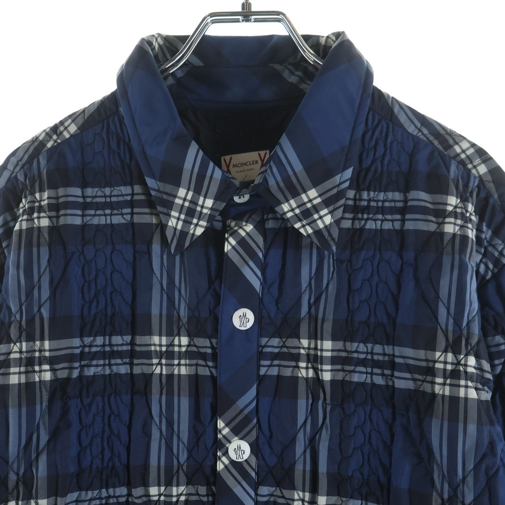 MONCLER GAMME BLEU(モンクレール・ガム・ブルー) キルティング ロゴワッペン チェックシャツ ジャケット ブルー 323915200780