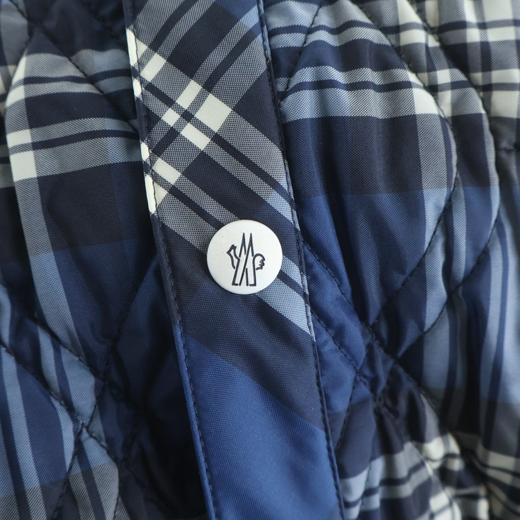 MONCLER GAMME BLEU(モンクレール・ガム・ブルー) キルティング ロゴワッペン チェックシャツ ジャケット ブルー 323915200780