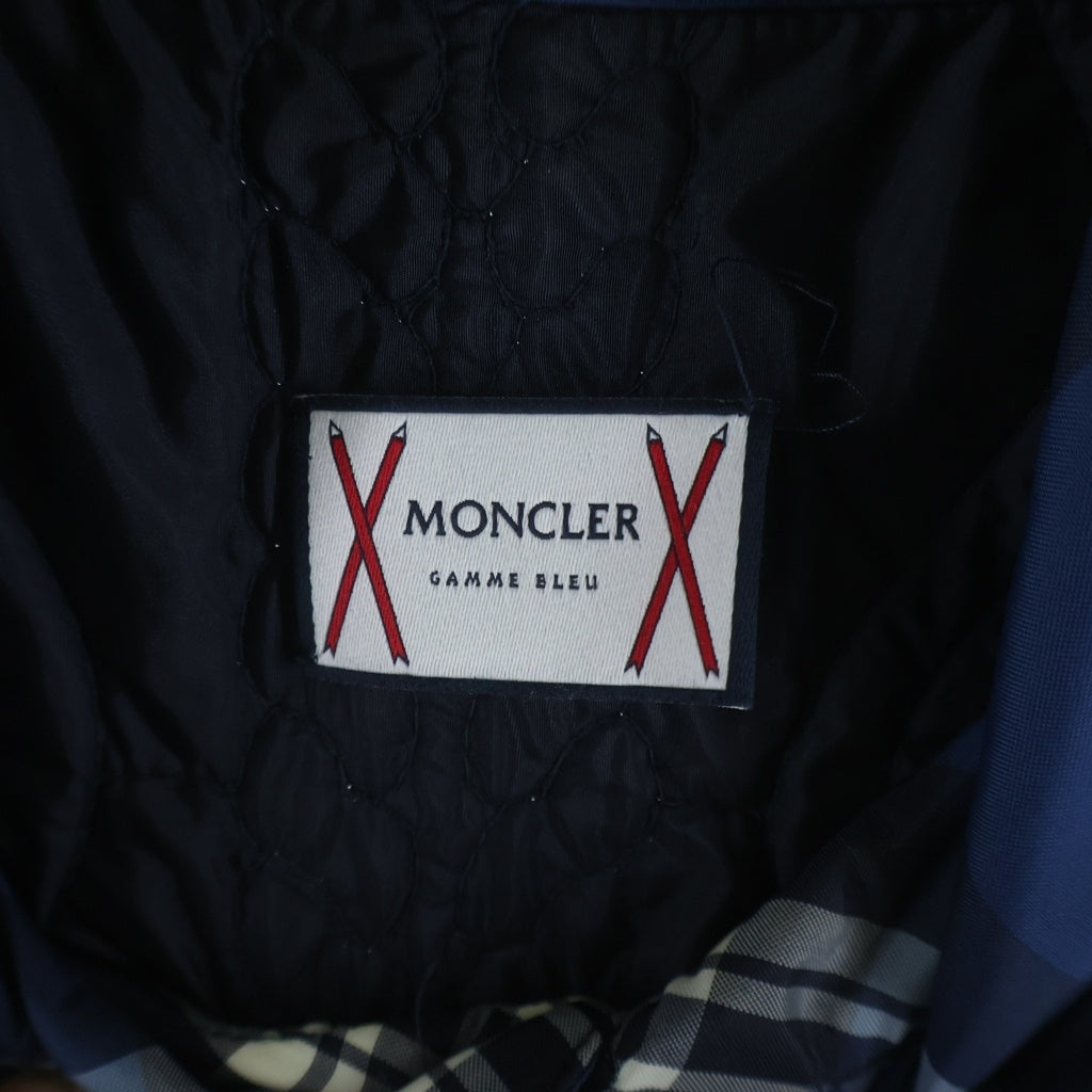 MONCLER GAMME BLEU(モンクレール・ガム・ブルー) キルティング ロゴワッペン チェックシャツ ジャケット ブルー 323915200780