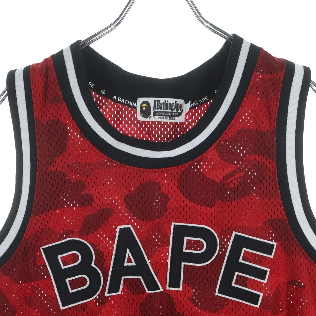 A BATHING APE(アベイシングエイプ) 20SS Color Camo Basketball Tank Top フロントロゴ サイドスター バックナンバリング 001CSG301005X メッシュタンクトップ レッド