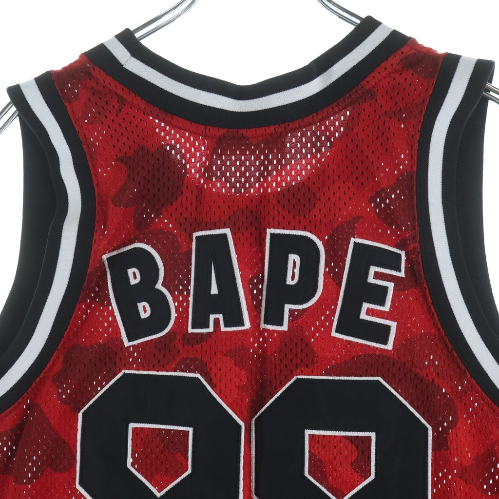 A BATHING APE(アベイシングエイプ) 20SS Color Camo Basketball Tank Top フロントロゴ サイドスター バックナンバリング 001CSG301005X メッシュタンクトップ レッド