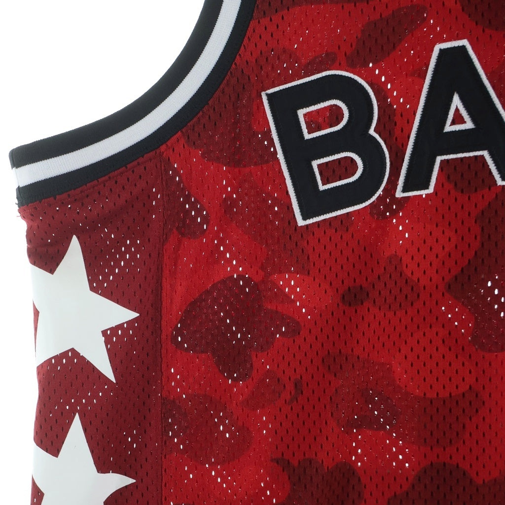 A BATHING APE(アベイシングエイプ) 20SS Color Camo Basketball Tank Top フロントロゴ サイドスター バックナンバリング 001CSG301005X メッシュタンクトップ レッド