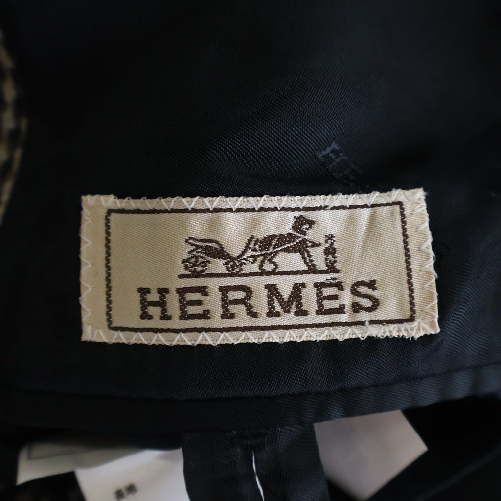 HERMES(エルメス) ウール グレンチェック PT9202 チェスターコート グレー