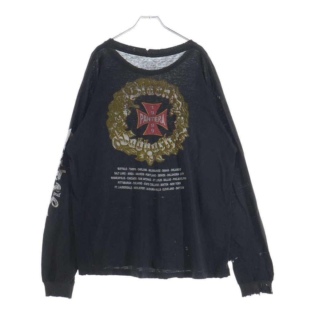 VINTAGE(ヴィンテージ) 90s BLACK SABBATH REUNION TOUR 袖プリント ロングスリーブカットソー 長袖Tシャツ ブラック