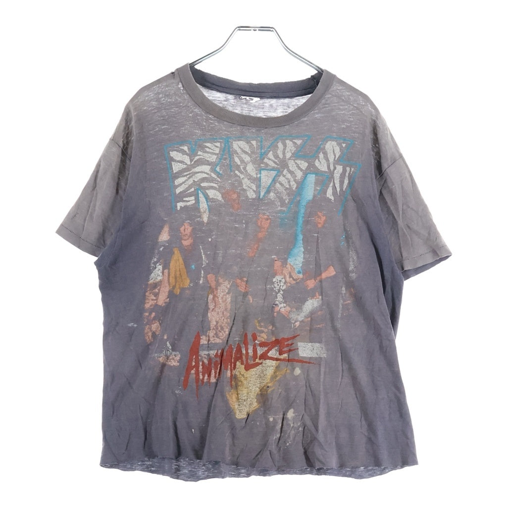 VINTAGE(ヴィンテージ) 80s KISS 1984 Animalize クルーネックTシャツ カットオフ ブラック -