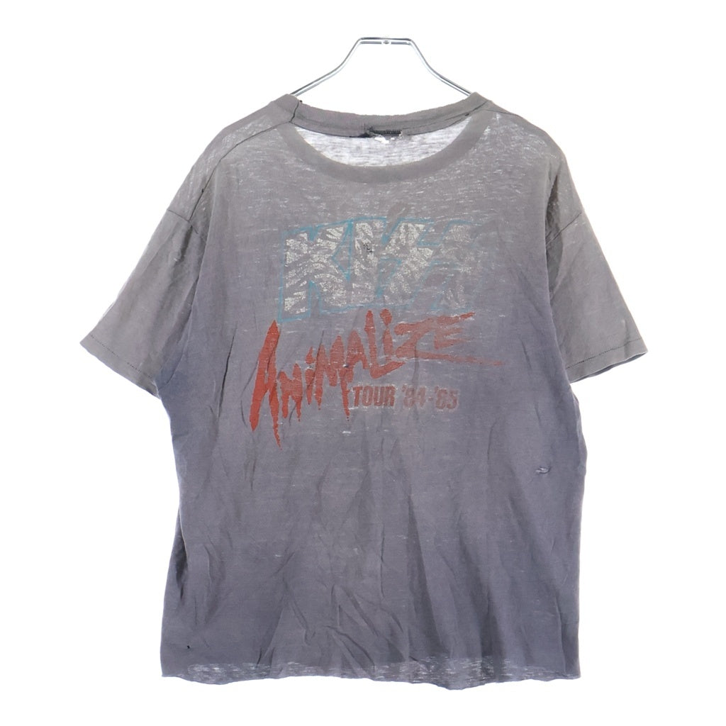 VINTAGE(ヴィンテージ) 80s KISS 1984 Animalize クルーネックTシャツ カットオフ ブラック -