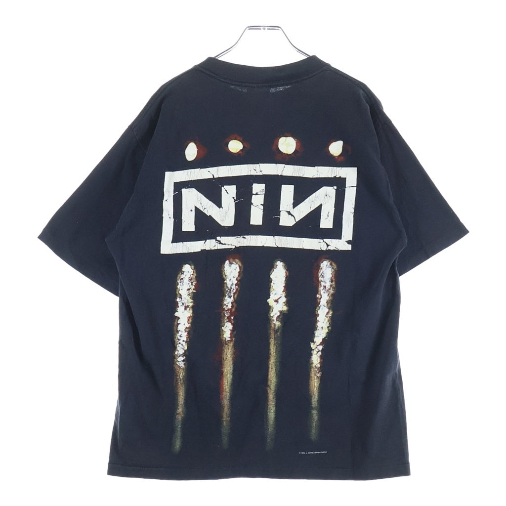 VINTAGE(ヴィンテージ) 90s Nine inch nails the downward spiral ALLSPORT 裾袖シングル ダウンワードスパイラル クルーネックTシャツ ブラック -