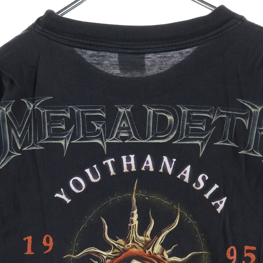 VINTAGE(ヴィンテージ) 90s MEGADETH 1995 YOUTHANASIA EUROPEAN TOUR クルーネックTシャツ ブラック -