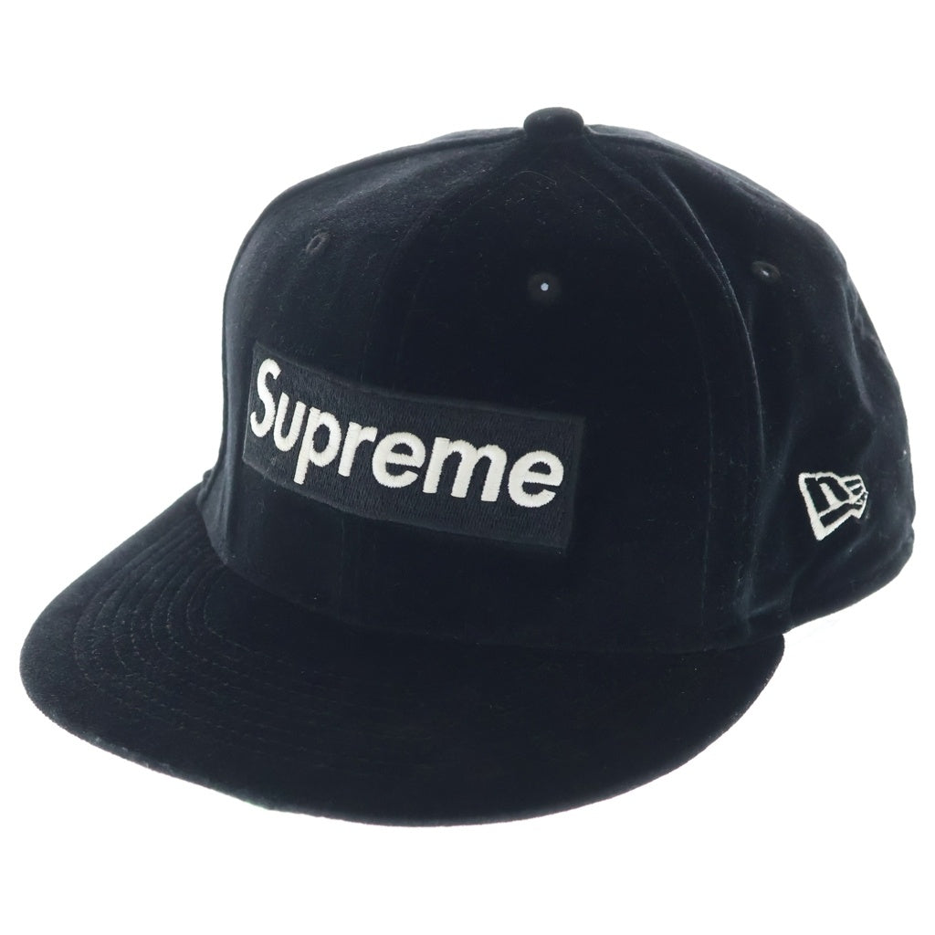 SUPREME(シュプリーム) ×New Era Velor Box Logo Cap ベロア ボックスロゴ ベースボールキャップ ブラック