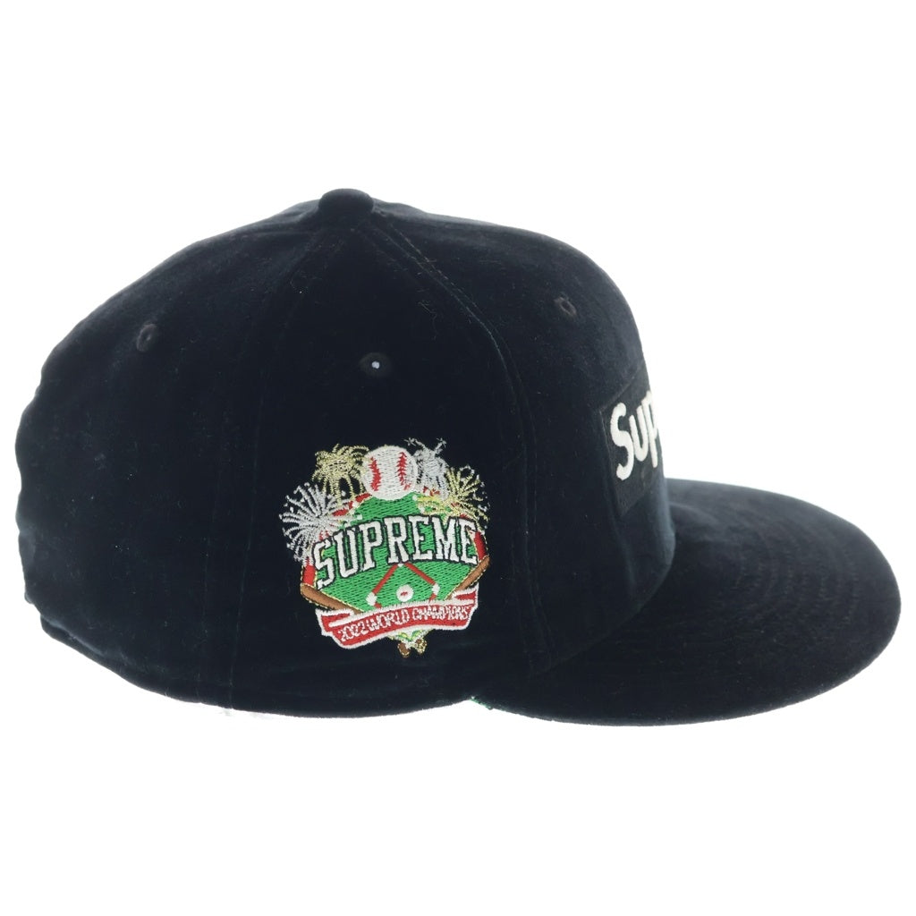 SUPREME(シュプリーム) ×New Era Velor Box Logo Cap ベロア ボックスロゴ ベースボールキャップ ブラック