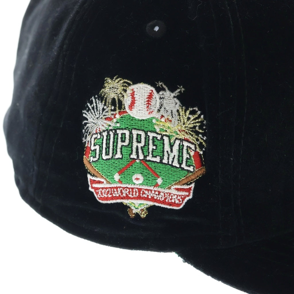 SUPREME(シュプリーム) ×New Era Velor Box Logo Cap ベロア ボックスロゴ ベースボールキャップ ブラック