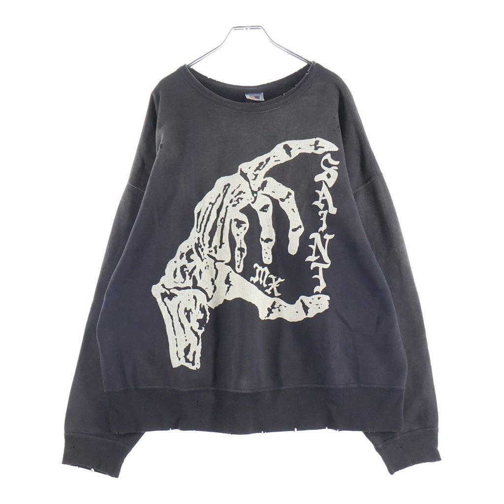 SAINT MICHAEL(セントマイケル) 24AW BONE SAINT CREW SWT ボーン SM-YS1-0000-031 スウェット ブラック