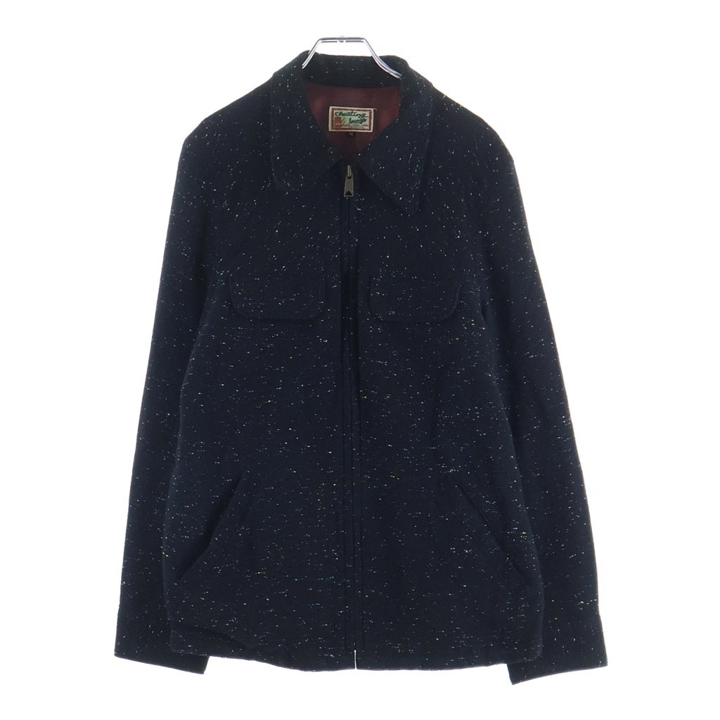 NO BRAND(ノーブランド) CHEATHING LOUNGE ウールネップ ダブルフラップ ジャケット ブラック -