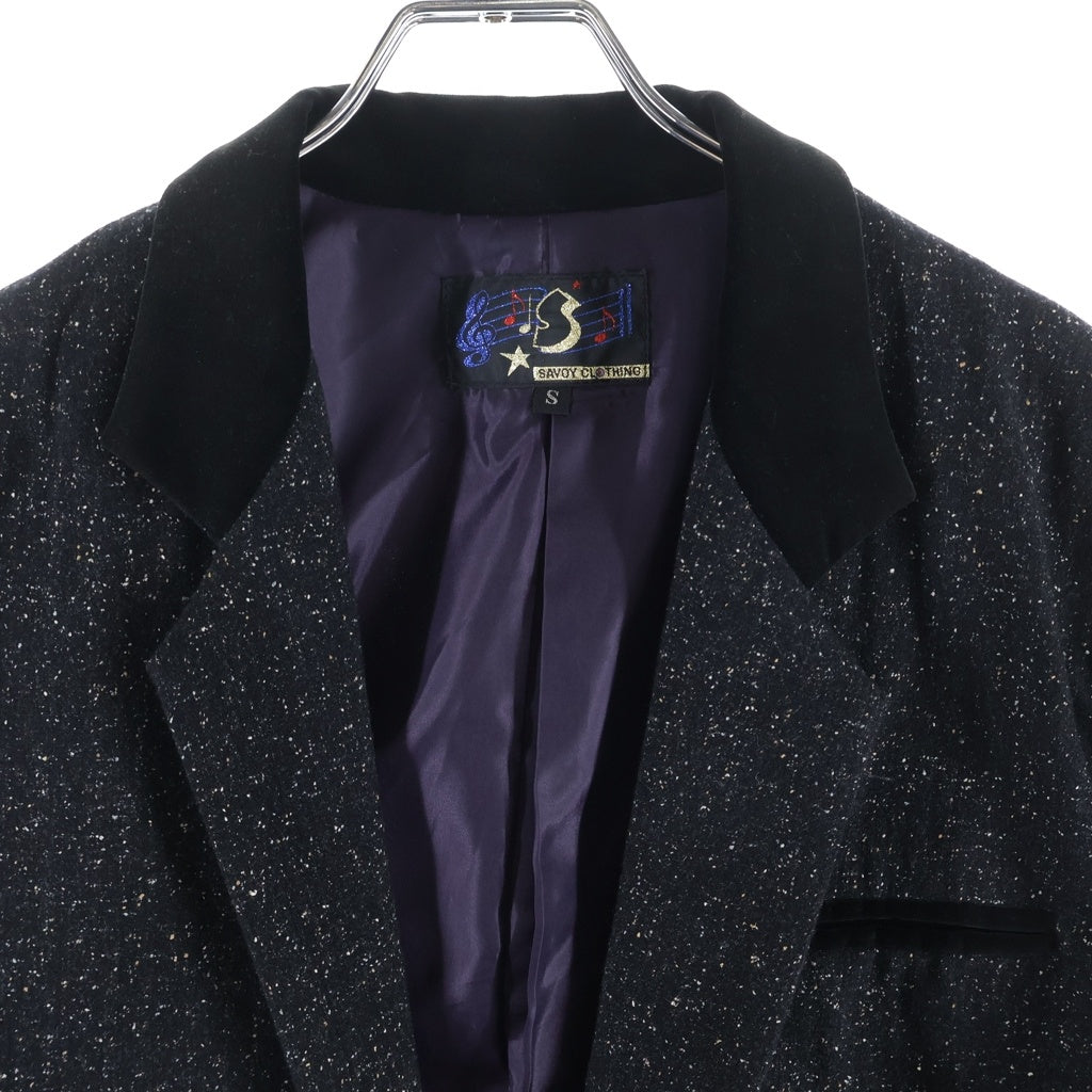 NO BRAND(ノーブランド) savoy clothing ウール ネップ ベロアラペル ベロアパイピング テーラード ブラック -