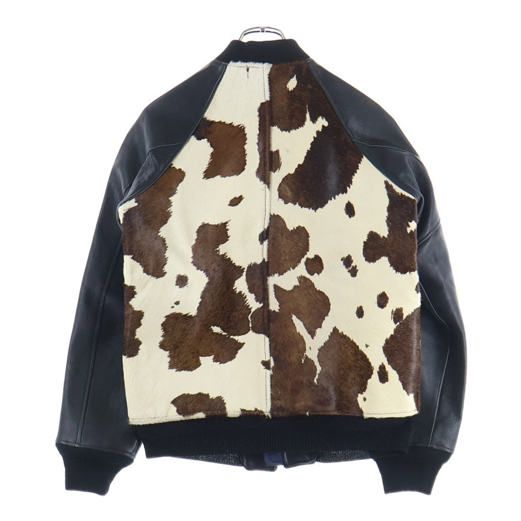 Dry Bones(ドライボーンズ) ホルスタイン ハラコ 切替 レザー ボンバージャケット ブラック -