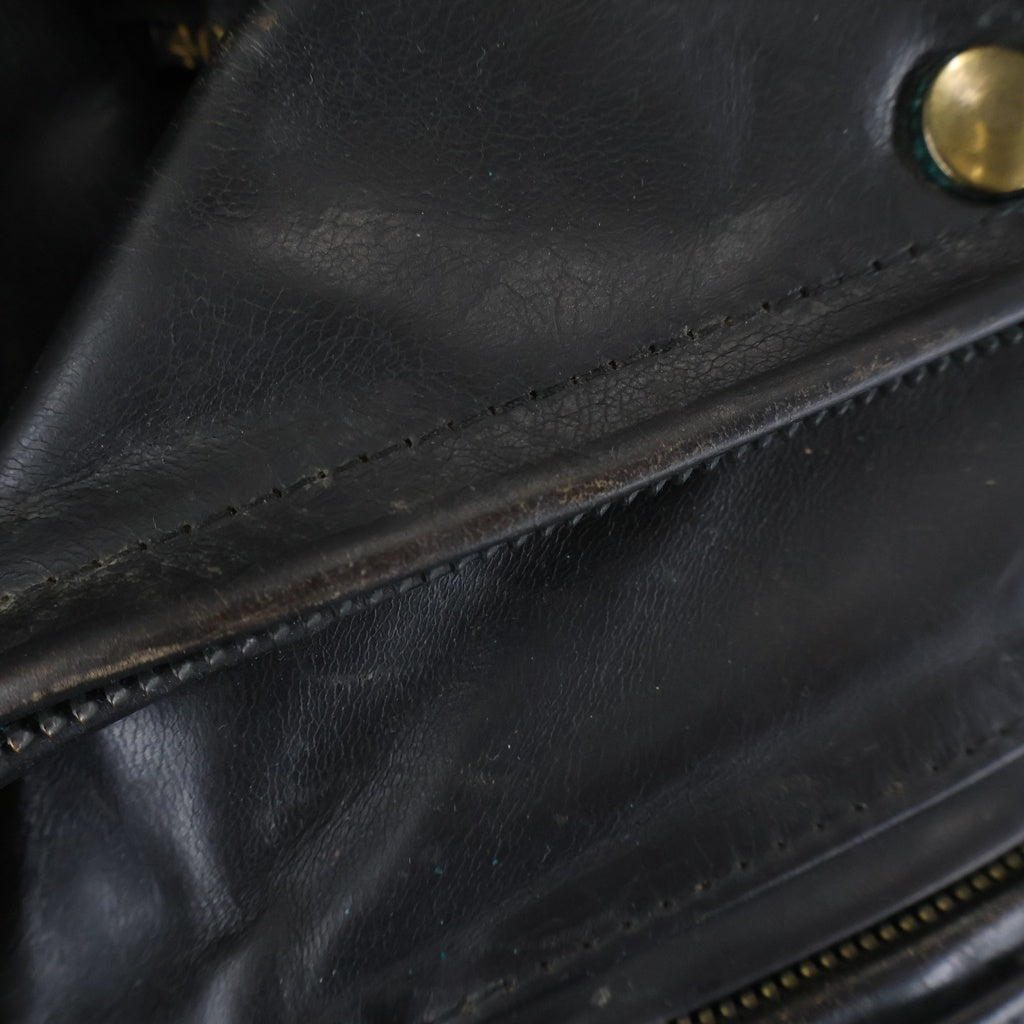 AERO LEATHER(エアロレザー) スコットランド製 ホースハイド 茶芯 スター スタッズ エポレット Dポケ ボールジップ ダブルレザージャケット -