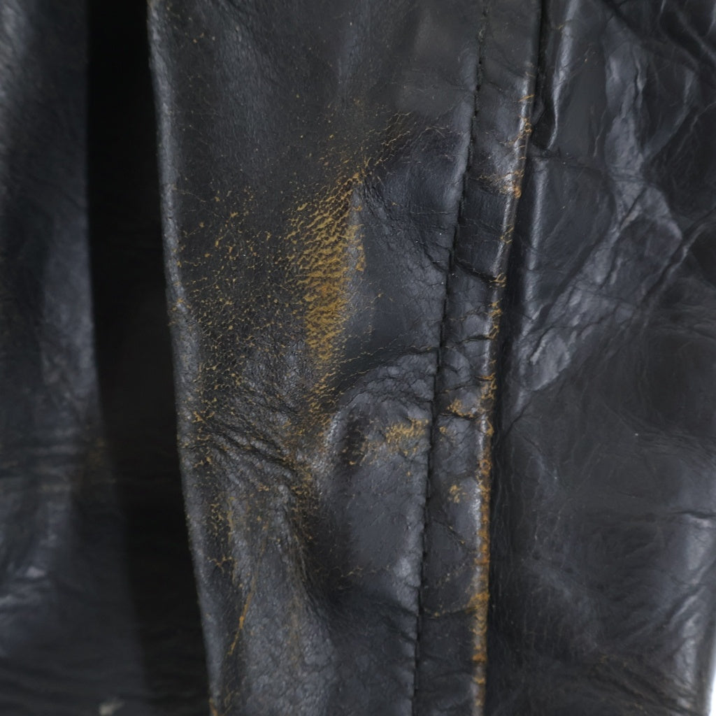 AERO LEATHER(エアロレザー) スコットランド製 ホースハイド 茶芯 スター スタッズ エポレット Dポケ ボールジップ ダブルレザージャケット -