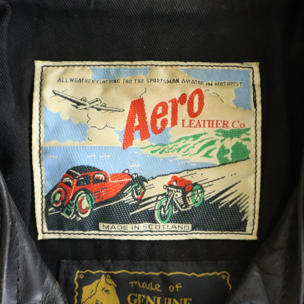 AERO LEATHER(エアロレザー) スコットランド製 ホースハイド 茶芯 スター スタッズ エポレット Dポケ ボールジップ ダブルレザージャケット -