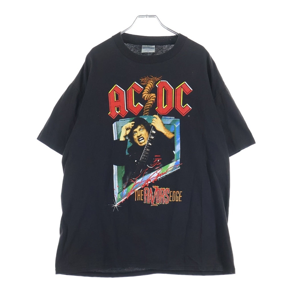 VINTAGE(ヴィンテージ) 90s AC/DC THE RAZORS EDGE WORLD TOUR クルーネックTシャツ ブラック -