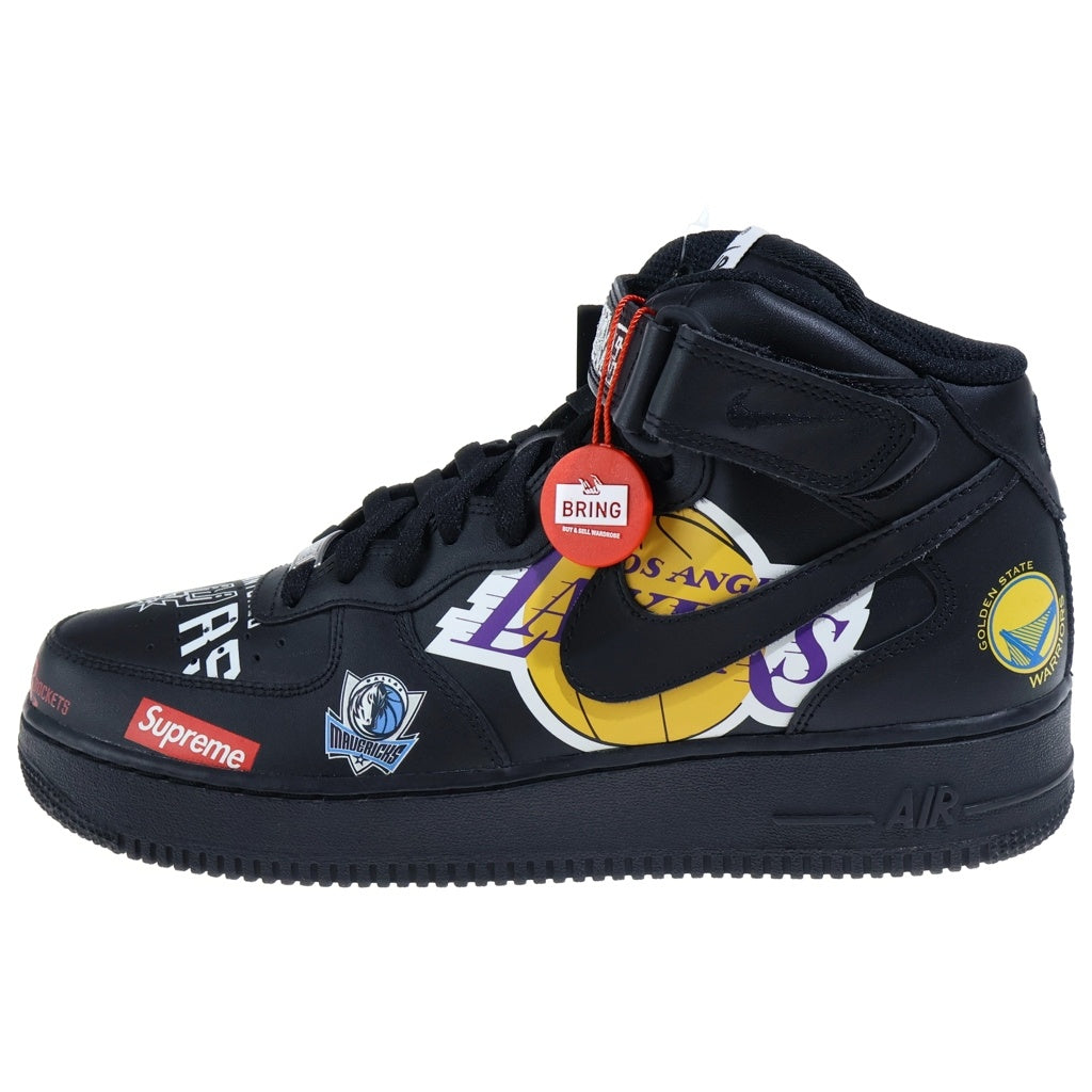 NIKE(ナイキ) ×SUPREME AIR FORCE 1 MID NBA TEAM ナイキ エアフォース1 ミッド エヌビーエーチーム ミドルカットスニーカー US9/27.0cm ブラック AQ8017-001