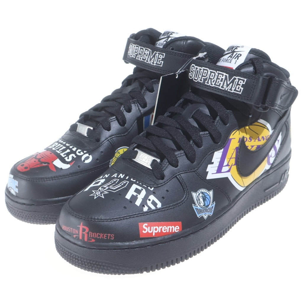 NIKE(ナイキ) ×SUPREME AIR FORCE 1 MID NBA TEAM ナイキ エアフォース1 ミッド エヌビーエーチーム ミドルカットスニーカー US9/27.0cm ブラック AQ8017-001
