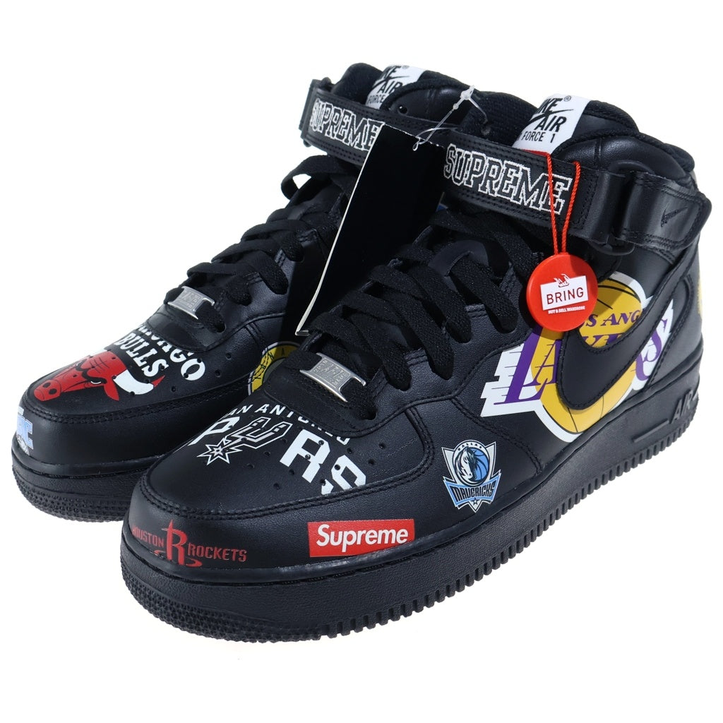 NIKE(ナイキ) ×SUPREME AIR FORCE 1 MID NBA TEAM ナイキ エアフォース1 ミッド エヌビーエーチーム ミドルカットスニーカー US9/27.0cm ブラック AQ8017-001